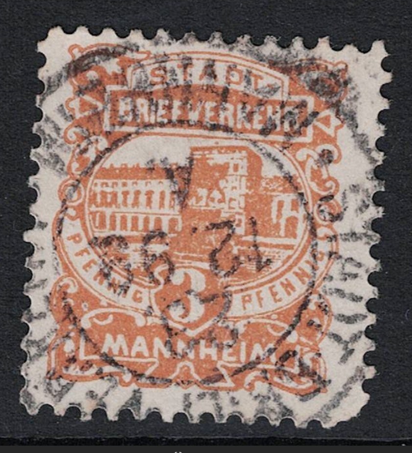 Germany Manheim 3pf Local Used / Crisp 1899 SON Cancel – S24991