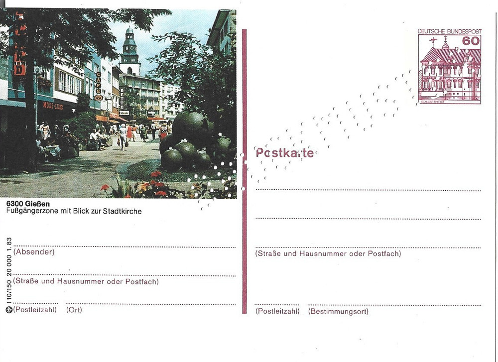 P 138 Picture Postcard Print Sample 60 Pfennig B&S Gießen L 10/150 **