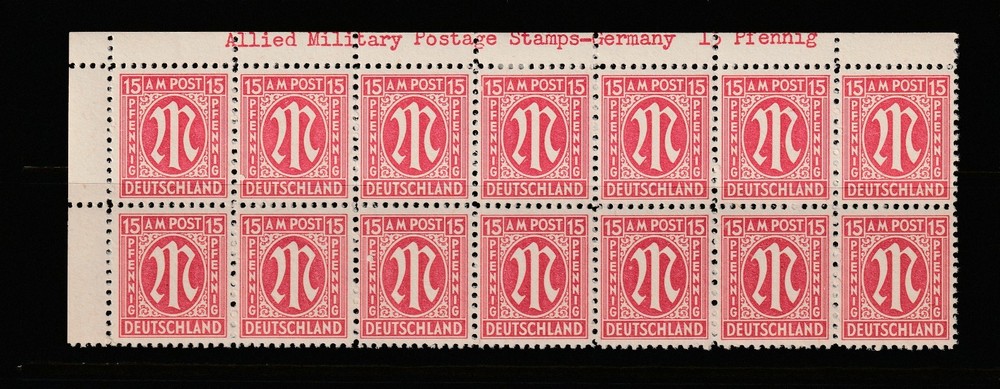 Germany Scott# 3N9a MH-MNH Inscription Block 14 Allied Military Postage