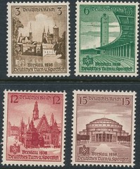 Stamp Germany Mi 665-8 Sc 486-9 1938 Third Reich Gymnastics Sports Breslau MNH