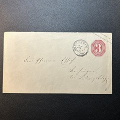 1860s GERMAN Württemberg 3 Kreuzer Postal Stationery Cover – Wiesdern Postmark