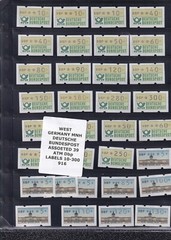 WEST GERMANY MNH DEUTSCHE BUNDESPOST ASSOCIATED 33 ATM Dbp LABELS 10-300 916