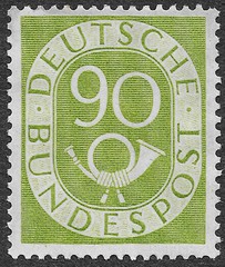 MMK Philately: Germany Scott #685 Unused NG Numeral and Post Horn 90pf