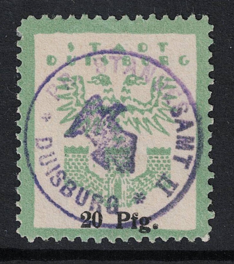 Germany Duisburg 20pf Private Post Stamp Used – S25012