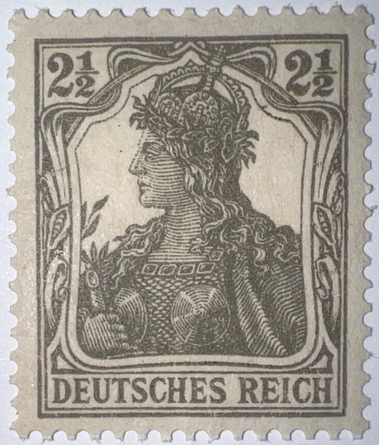 Travelstamps1916 Germany Deutsches Reich #98 Germania 2 1/2 Pf , MOGNH