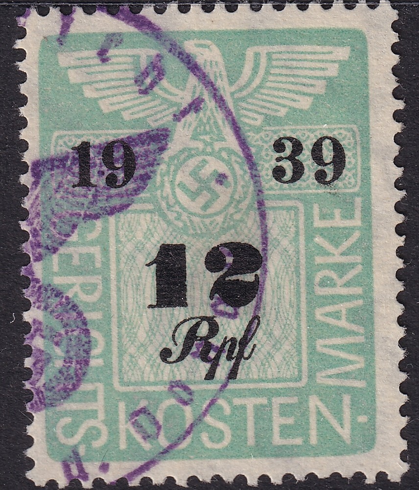 Stamp Germany Poland Revenue WWII Court Document Fee 1939 12 RFP Used