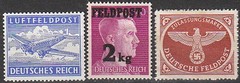 Stamp Selection Germany Mi 1-3 WWII 3rd Reich Hitler Airplane Feldpost MNH