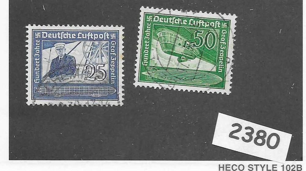 Stamp set C59-60 / 1938 Graf Zeppelin & Hindenburg Germany Third Reich Airmail