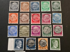 WW2 Nazi German Third Reich NSDAP Hindenburg Set w Swastika + Hitler Head Stamps