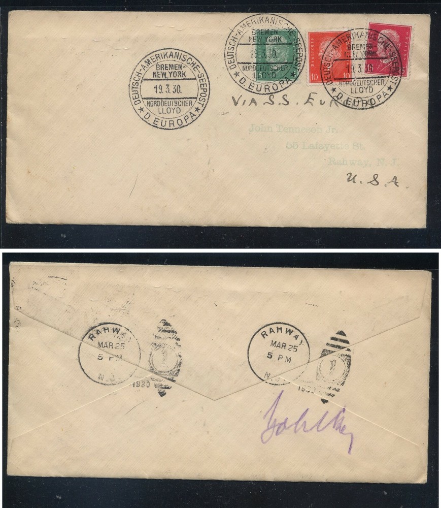 Germany Europa ship cancel cover 19360