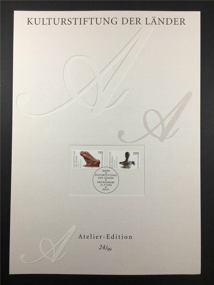 GERMAN POST ART-EDITION 1999/24 2063/2064 KULTUR KUNST ART SKULPTUR