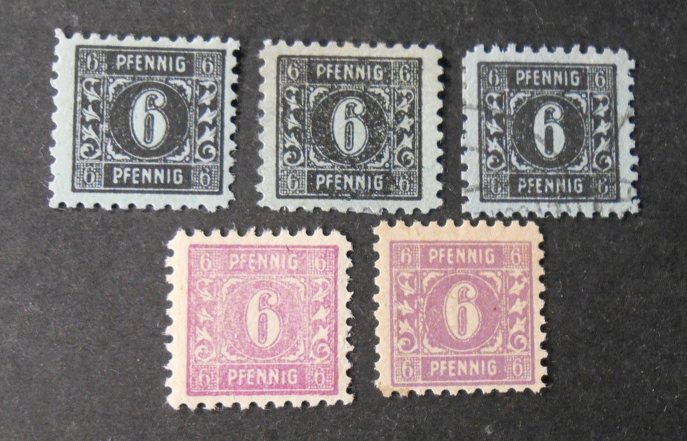 GERMANY Germany Bizone 1945 MECKLENBURG 6pf differnt colour 5Va. MH*/MNH**/USED