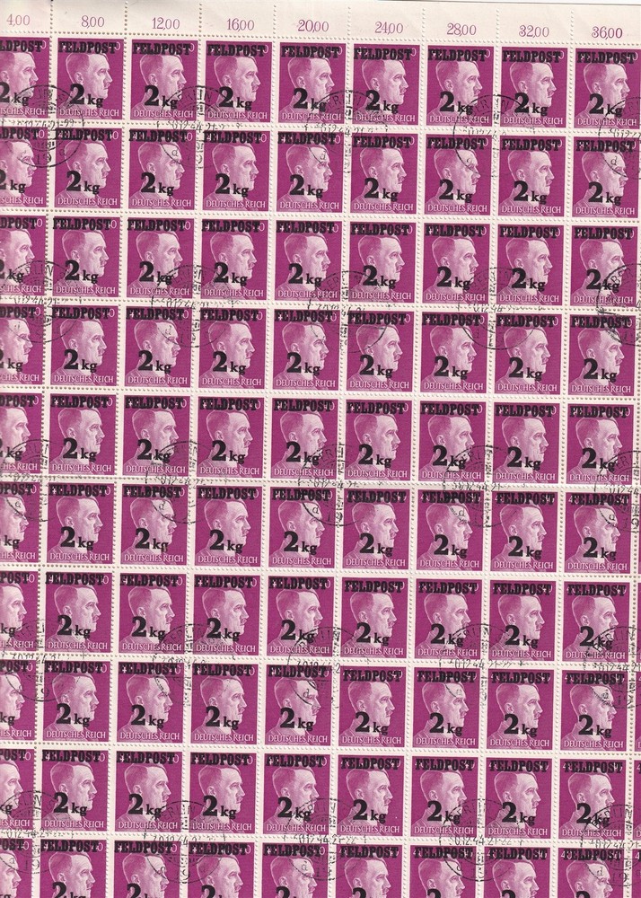 Stamp Germany Feldpost Mi 3 Sheet 1944 WWII Fascism Military Field Post CTO