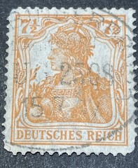 Germany #98 Used; HM; 7.5pf red orange Deutsches Reich – with watermark 1916