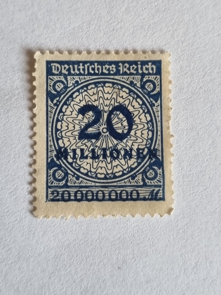 Germany 1923 20 Mio Mark Blue Handstamp Mi 320 II Mint Ref#G2