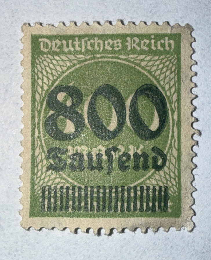 Travelstamps: 1923 Stamp Germany Deutsches Reich 800 000 Mark Infla