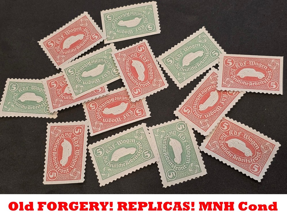 VW VOLKSWAGEN BUG BEETLE MNH FORGERY REPLICA WWII WW2 German stamps x 14