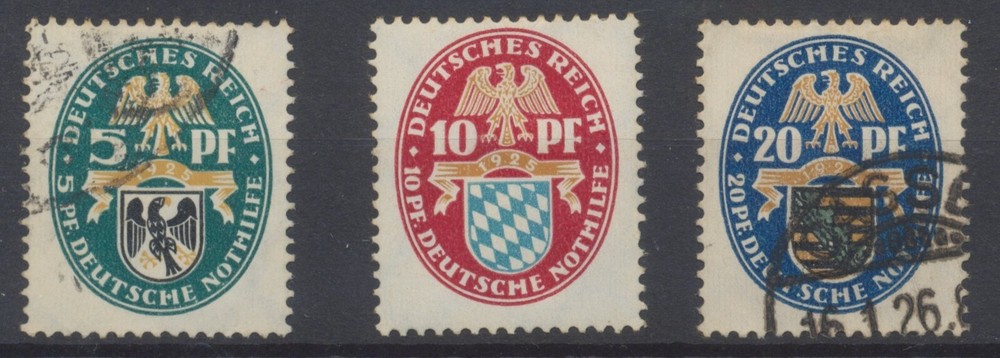 Germany Stamps 1925 Arms of Prussia Welfare Fund Used + mint SG389/391 CV £29.25