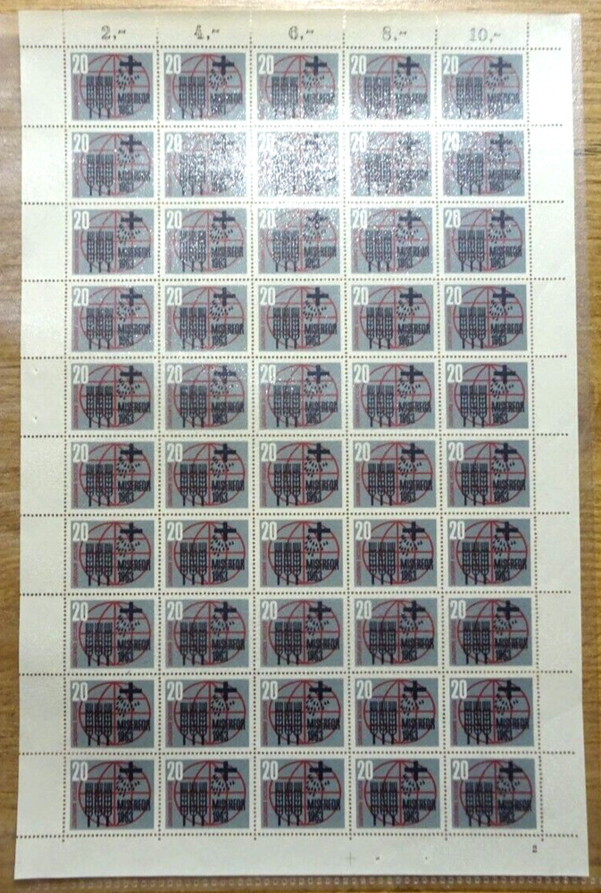 50x Sheet No. 391 Misereor MNH Postfrisch Stamp Sheet Form Number 2 BRD 1963