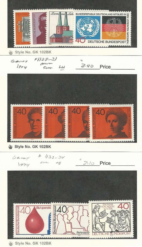 Germany, Postage Stamp, #1123-26, 1128-34 Mint LH & NH, 1973-74
