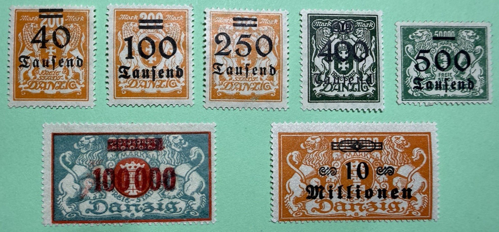 1923 Germany Freie Stadt DANZIG Poland GDANSK Sc#137-143 MH (*) VF