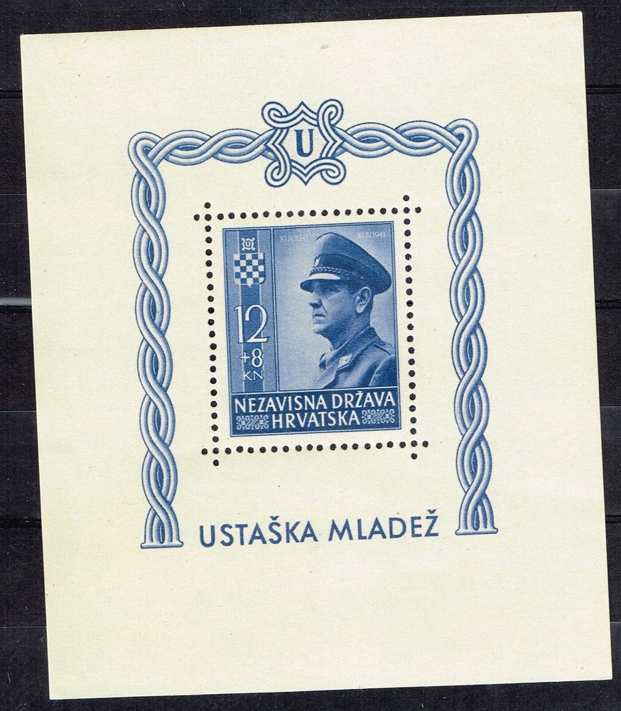 Croatia-Germany Axis WW2 Ante Pavelich Souvenir Sheet 1943 MNH CV $55
