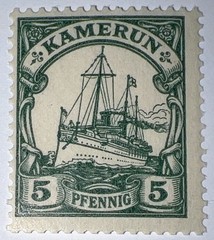 Travelstamps: Germany Kamerun Stamps 5pf Kaiser’s Yacht mint MOGNH WMK