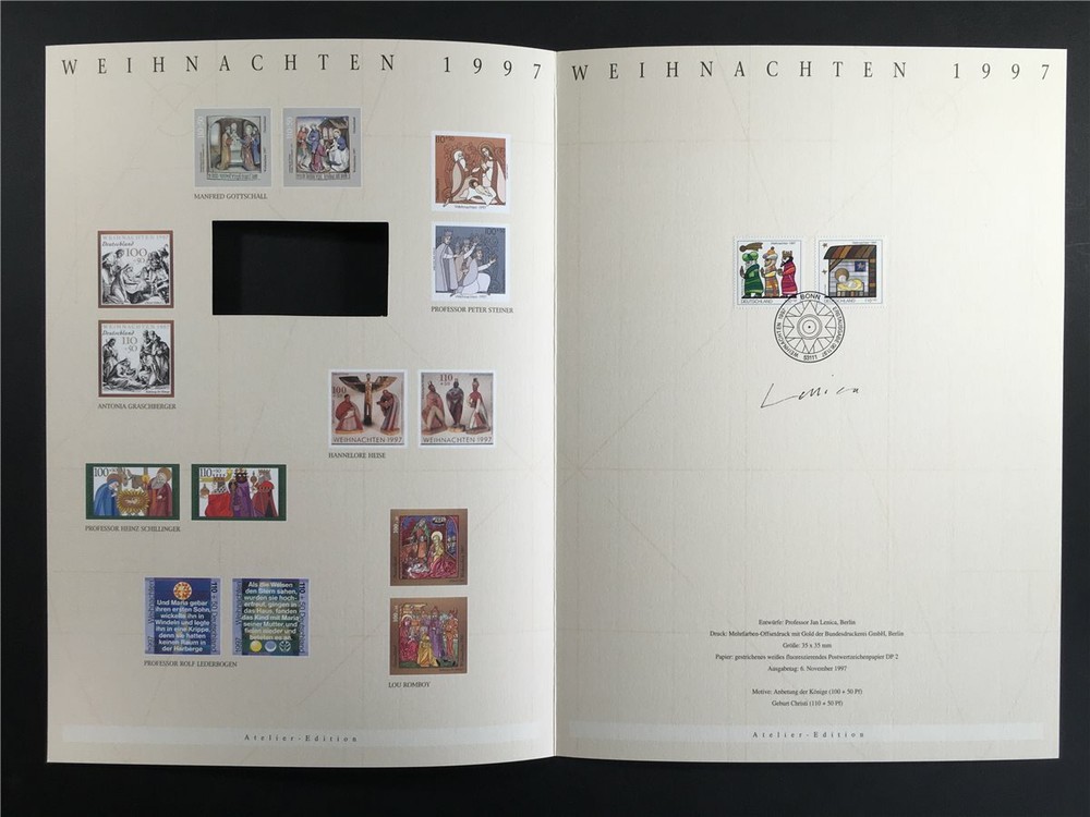 GERMAN POST ART-EDITION 1997/30 1959/1960 WEIHNACHTEN CHRISTMAS