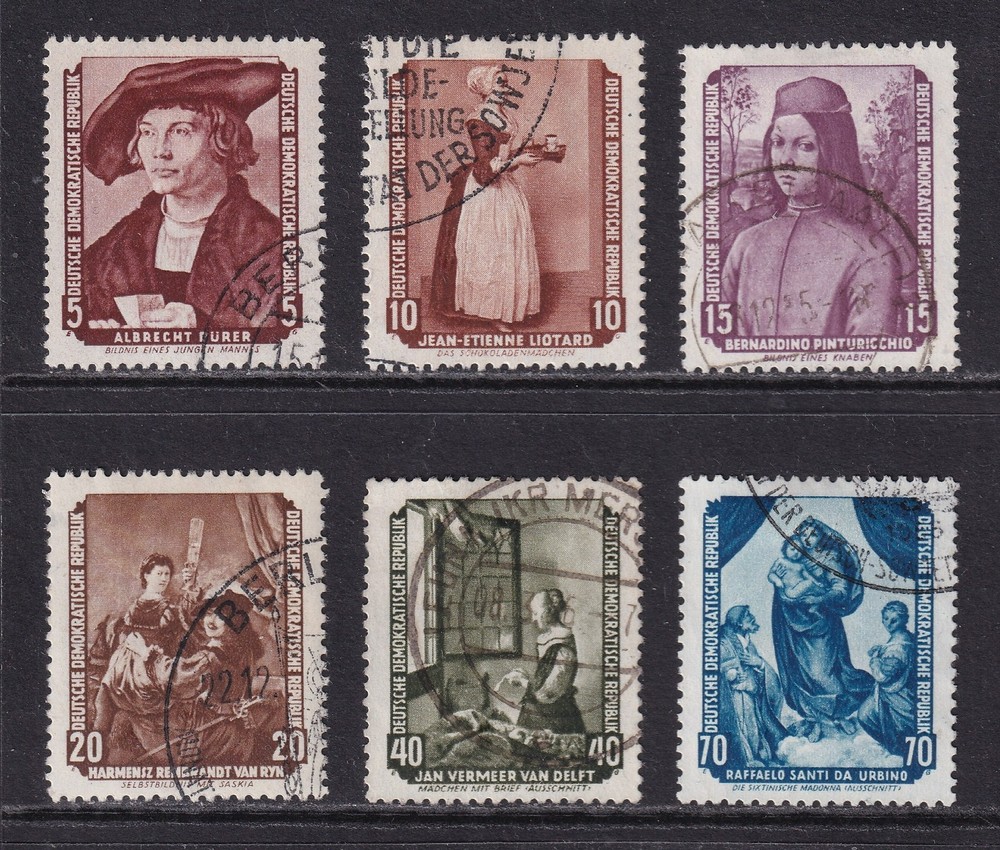 EAST GERMANY 1955 Paintings set of 6 SG E241-E246 Used (CV £34)