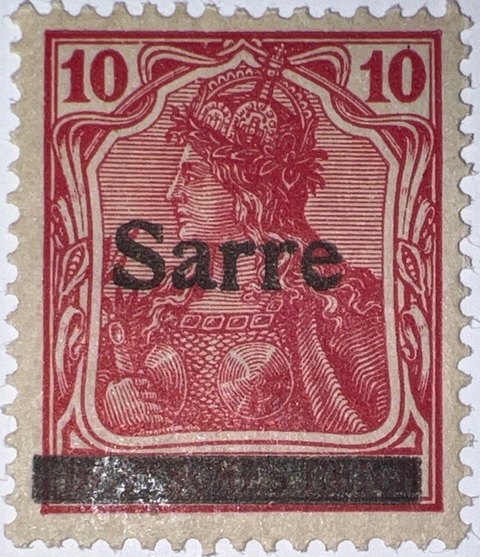 Travelstamps: Germany Saar Overprint Stamps – 10pf Mint MOGH Wmk