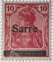 Travelstamps: Germany Saar Overprint Stamps – 10pf Mint MOGH Wmk
