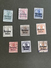GERMANY BELGIUM WWI OCCUPATION 9 Pcs Different Stamps