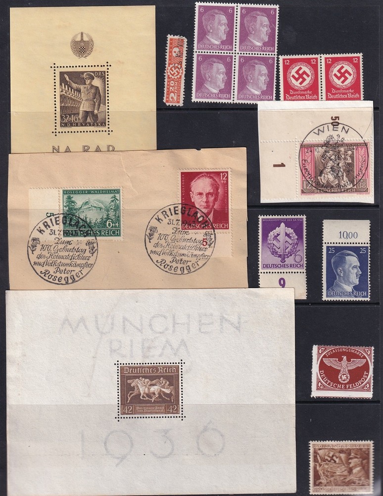 Lot-R Stamps Germany Croatia Sheets WWII Revenues Feldpost DAF U