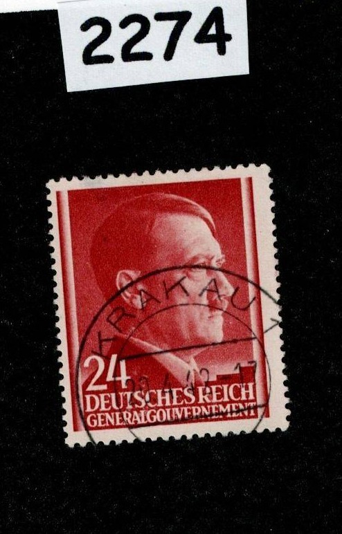 Used Stamp Sc N83 Adolf Hitler WWII General Government Poland Occupation #2274