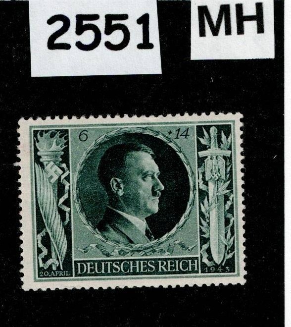 MH stamp B232 Adolf Hitler 1943 54th Birthday WWII Germany Third Reich #2551