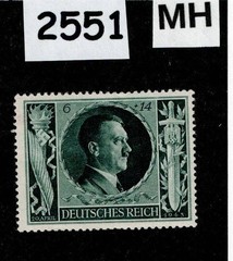 MH stamp B232 Adolf Hitler 1943 54th Birthday WWII Germany Third Reich #2551