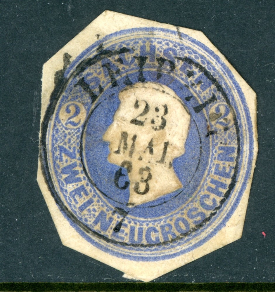 Germany 1859 Saxony King Johann 2 NG Cut Square VFU K896