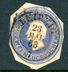 Germany 1859 Saxony King Johann 2 NG Cut Square VFU K896