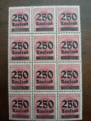 GERMANY- 1923 – OVERPRINT 250.000 MARK – BLOCK OF 12 STAMPS – MNH