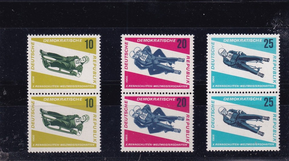 DDR MNH ** 1156-8 SC 808-9 Tobogganing Championships pairs