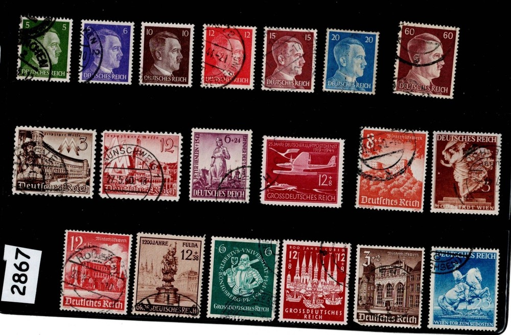Used stamp collection Third Reich Germany 1940s Mixed postage & Hitler #2867