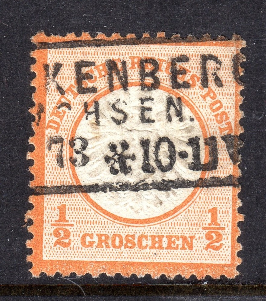 Germany Scott # 16 VF Used 1872 1/2 Gr Orange Large Shield Eagle