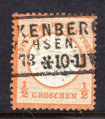 Germany Scott # 16 VF Used 1872 1/2 Gr Orange Large Shield Eagle