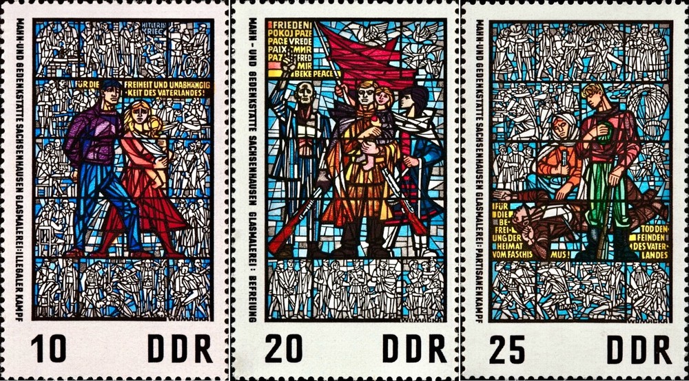 DDR #Mi1346-Mi1348 MNH 1968 Sachsenhausen Nazi Camp Stained Glass WWII [987-989]