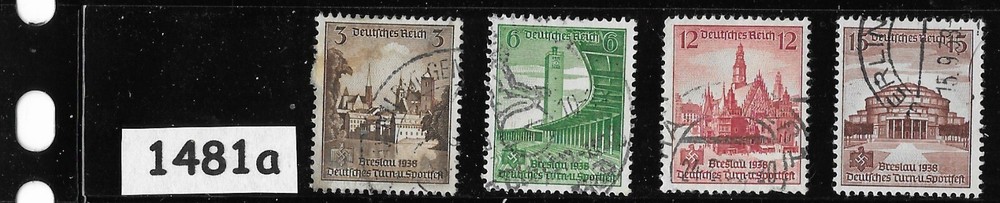 Stamp set Sc 486-489 Sports festival at Breslau Germany Third Reich #1481a