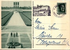 GERMANY 1937 WWII POSTAL ILLUSTRATED STATIONERY POSTCARD ADDR & SPECIAL POSTMARK