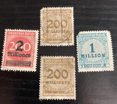 Germany 1923 Hyperinflation Stamps – Lot of 11, High Denomination Millionen