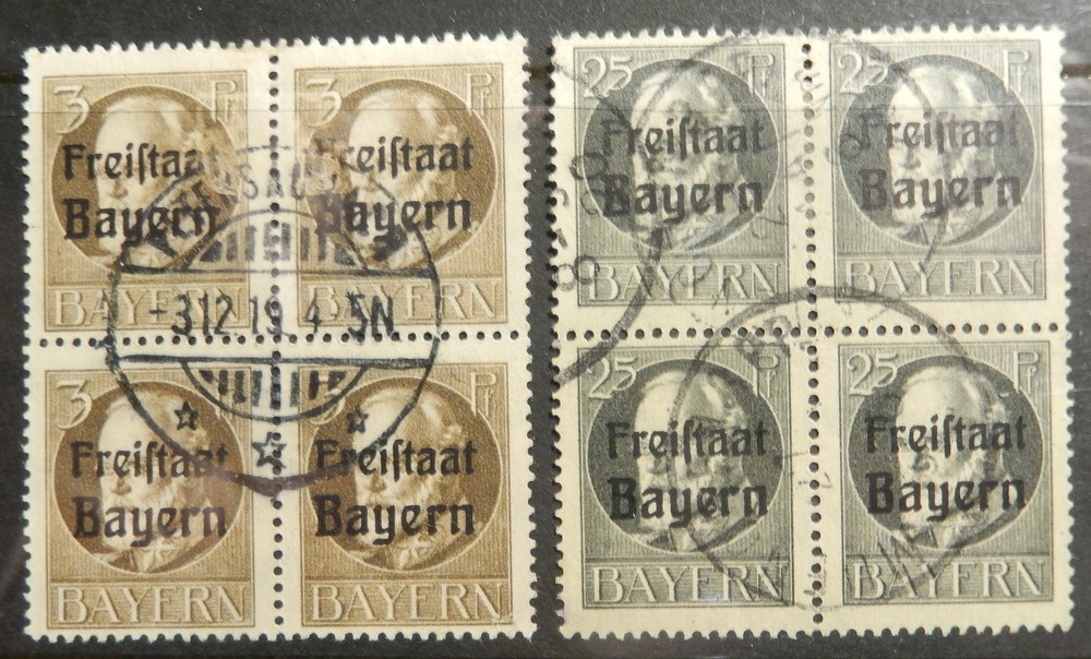 Bavaria Scott #193, 199 Blocks of 4, Used