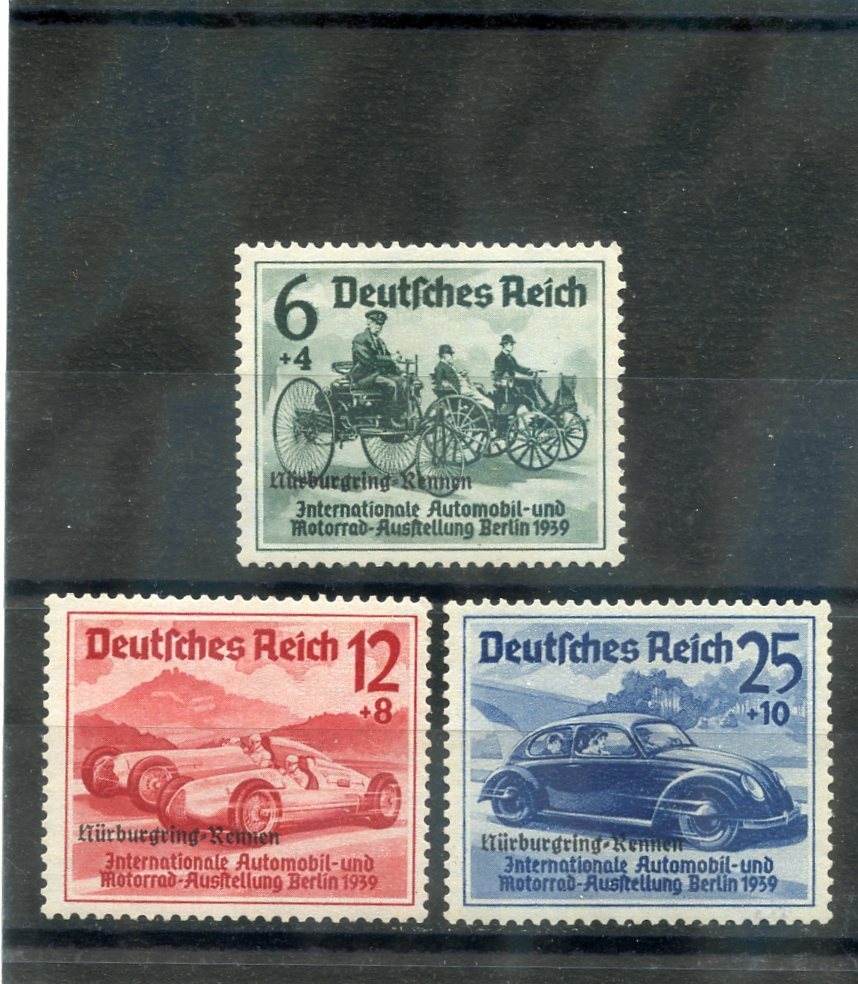 GERMANY Sc B141-3(MI 695-7)**F-VF NH 1939 NURBURGRING-RENNEN AUTO SHOW $420