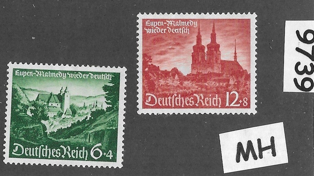 MH stamp set Sc B174 – 175 Eupen & Malmedy 1940 Third Reich era Germany #9739